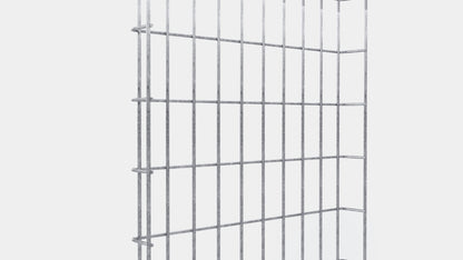 Altura do duto de cabos 110 cm, profundidade 5 cm, tamanho da malha 5 x 10 cm