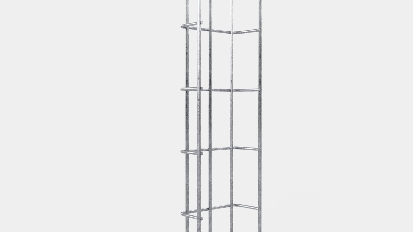 Altura do duto de cabos 110 cm, profundidade 5 cm, tamanho da malha 5 x 10 cm