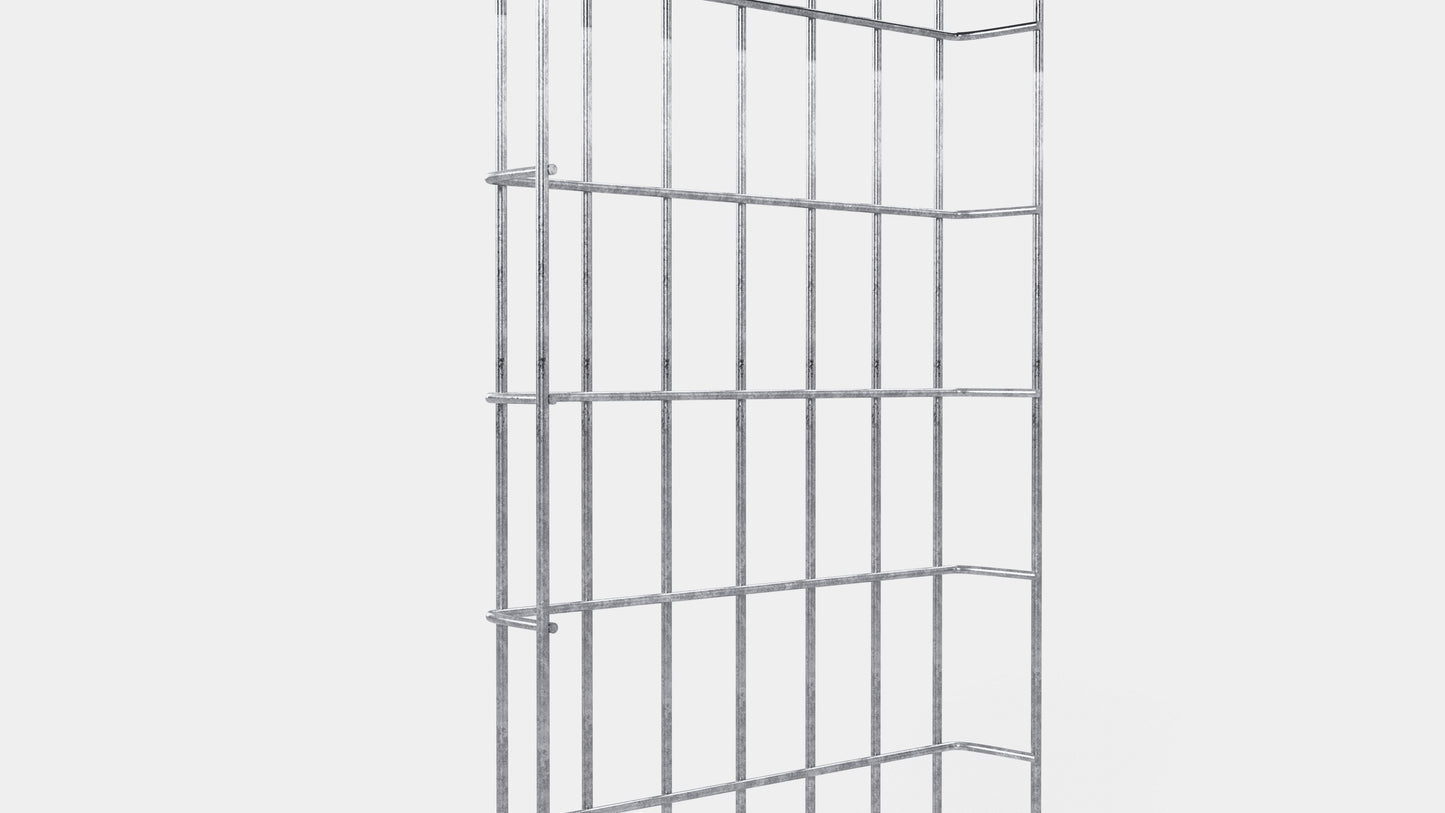 Comprimento do duto de cabos 29 cm, profundidade 5 cm, tamanho da malha 5 x 10 cm