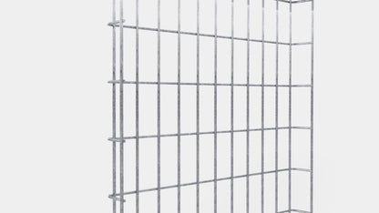 Altura do duto de cabos 110 cm, profundidade 5 cm, tamanho da malha 5 x 10 cm