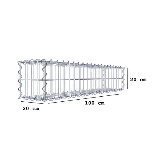 Gabbione 100 cm x 20 cm x 20 cm (L x H x P), maglia 5 cm x 10 cm, spirale
