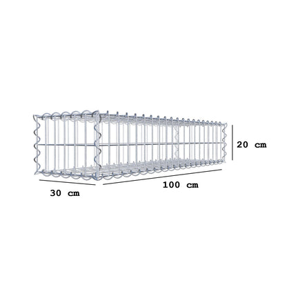 Gabion 100 cm x 20 cm x 30 cm (L x H x D), maskestørrelse 5 cm x 10 cm, spiral