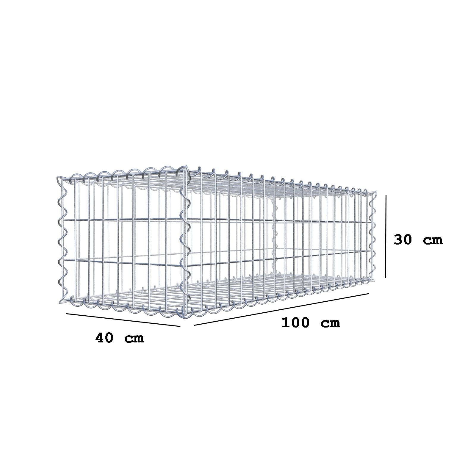Gabione 100 cm x 30 cm x 40 cm (L x H x T), Maschenweite 5 cm x 10 cm, Spirale