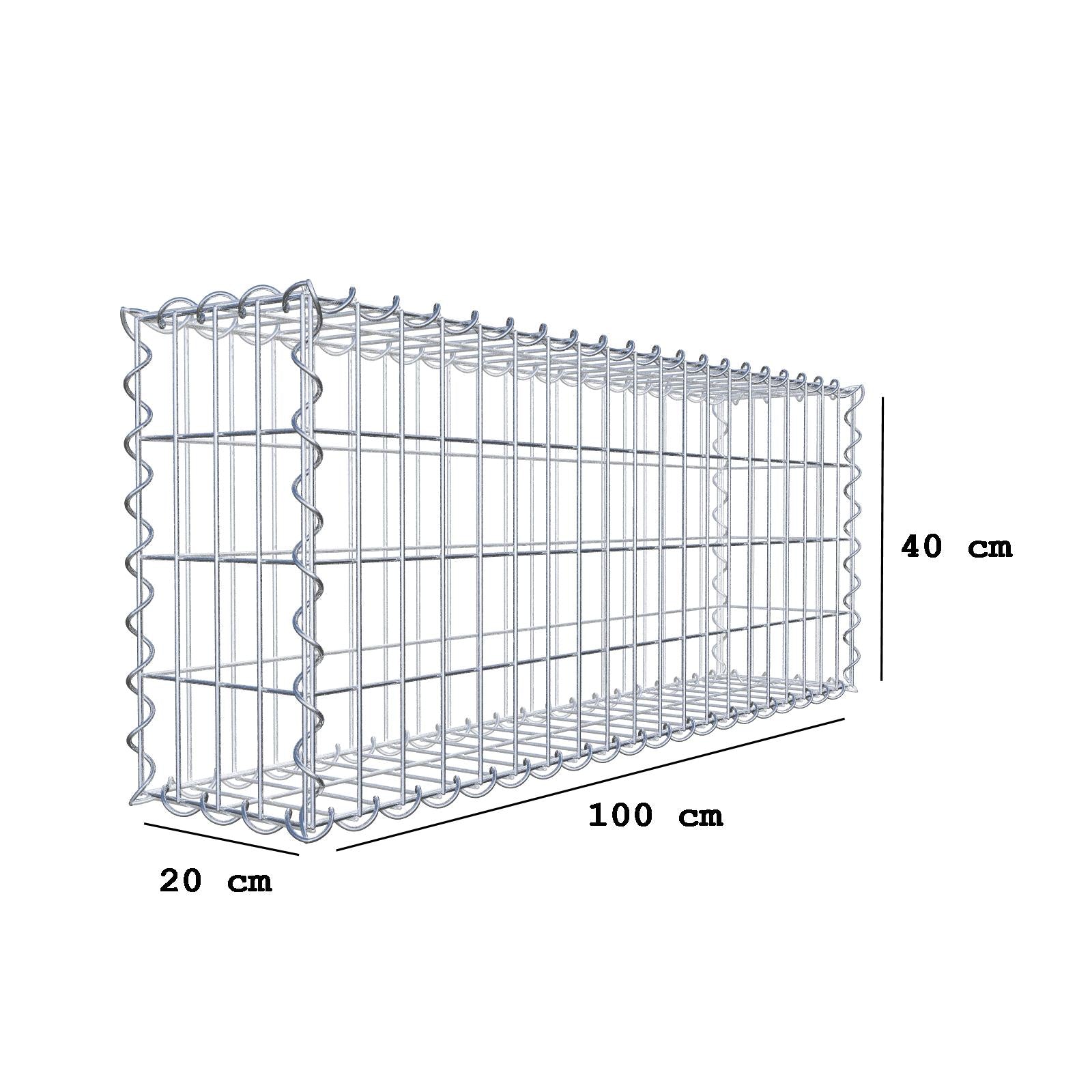Gabion 100 cm x 40 cm x 20 cm (L x H x P), mailles 5 cm x 10 cm, spirale