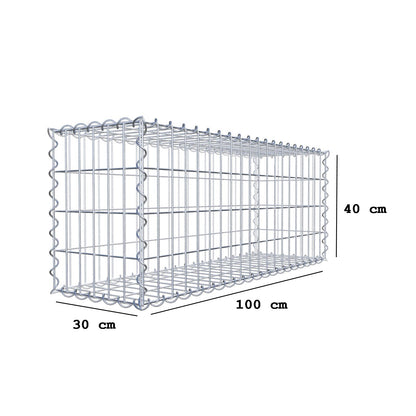 Gabion 100 cm x 40 cm x 30 cm (L x H x D), maskestørrelse 5 cm x 10 cm, spiral