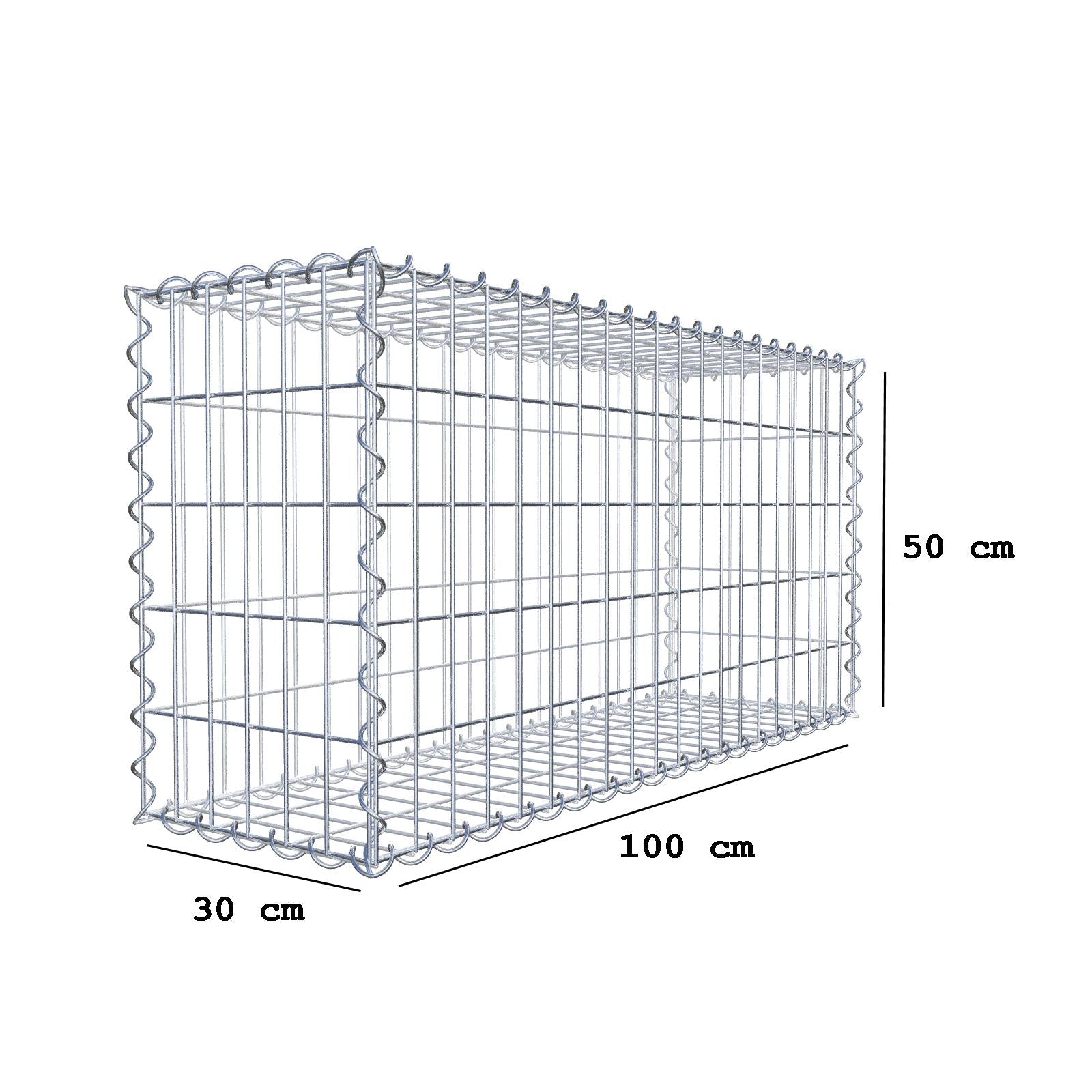 Gabion 100 cm x 50 cm x 30 cm (L x H x P), mailles 5 cm x 10 cm, spirale