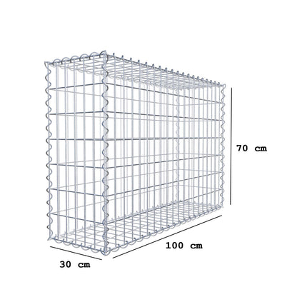 Gabion 100 cm x 70 cm x 30 cm (L x H x D), maskstorlek 5 cm x 10 cm, spiral