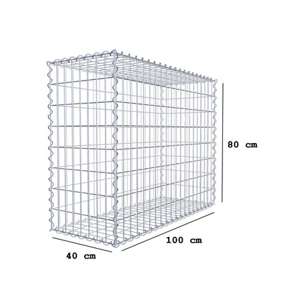 Gabion 100 cm x 80 cm x 40 cm (L x H x D), maskestørrelse 5 cm x 10 cm, spiral