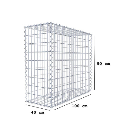 Gabion 100 cm x 90 cm x 40 cm (L x H x D), maskestørrelse 5 cm x 10 cm, spiral