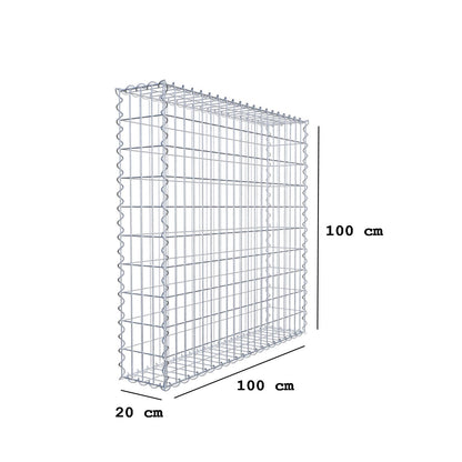 Gabion 100 cm x 100 cm x 20 cm (L x H x D), maskstorlek 5 cm x 10 cm, spiral