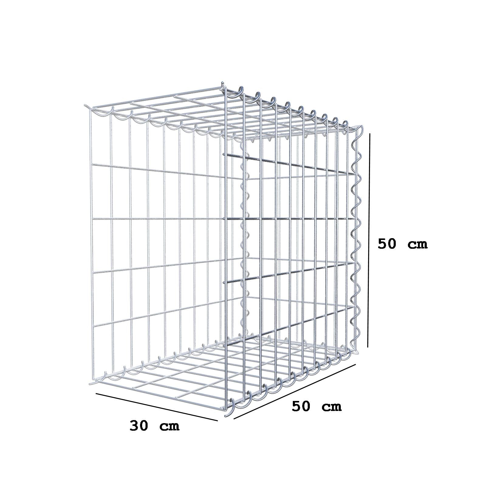 Opvokset gabion type 2 50 cm x 50 cm x 30 cm (L x H x D), maskestørrelse 5 cm x 10 cm, spiral