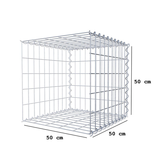 Gabbione aggiuntivo tipo 2 50 cm x 50 cm x 50 cm (L x H x P), dimensione maglia 5 cm x 10 cm, a spirale