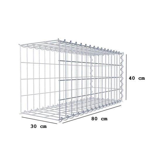 Gabion rapporté type 2 80 cm x 40 cm x 30 cm (L x H x P), mailles 5 cm x 10 cm, spirale