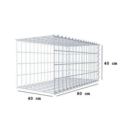 Monteret gabion type 2 80 cm x 40 cm x 40 cm (L x H x D), maskestørrelse 5 cm x 10 cm, spiral