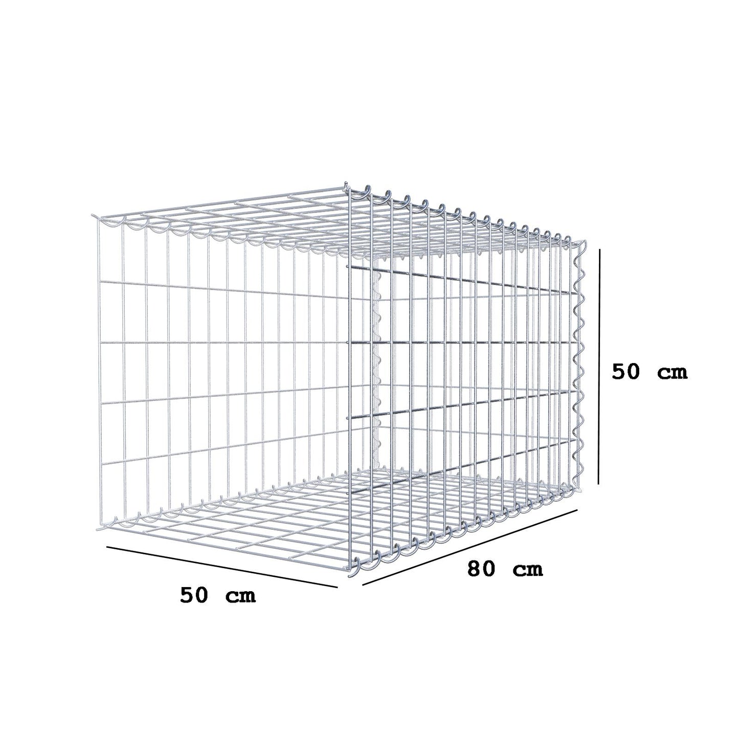 Gavión complementario tipo 2 80 cm x 50 cm x 50 cm (L x A x P), malla 5 cm x 10 cm, espiral