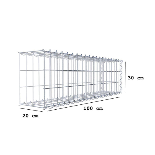 Gabbione aggiuntivo tipo 2 100 cm x 30 cm x 20 cm (L x A x P), maglia 5 cm x 10 cm, spirale