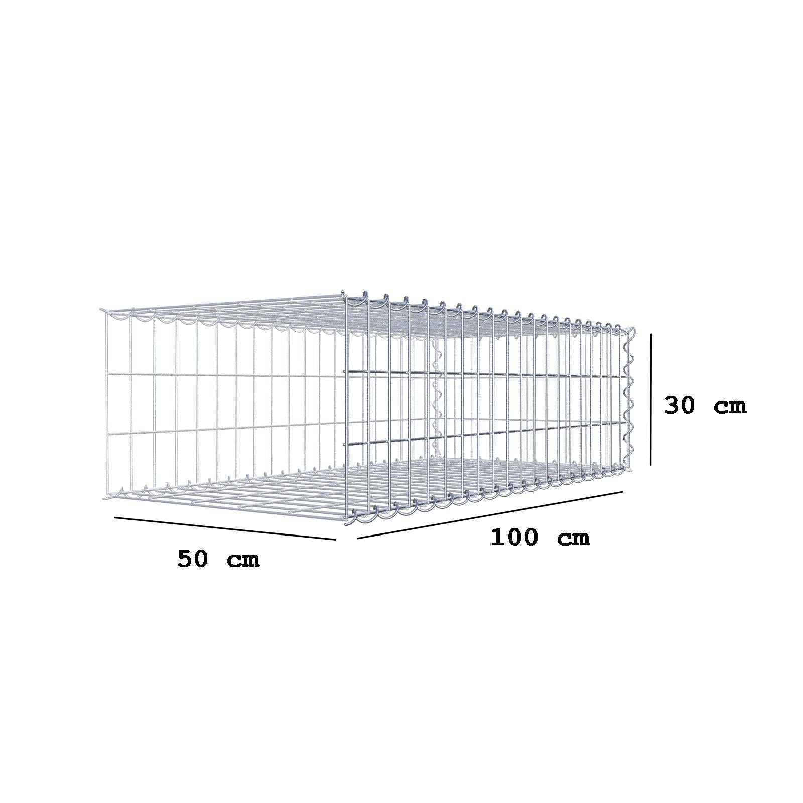 Aangegroeide schanskorf type 2 100 cm x 30 cm x 50 cm (L x H x D), maaswijdte 5 cm x 10 cm, spiraal