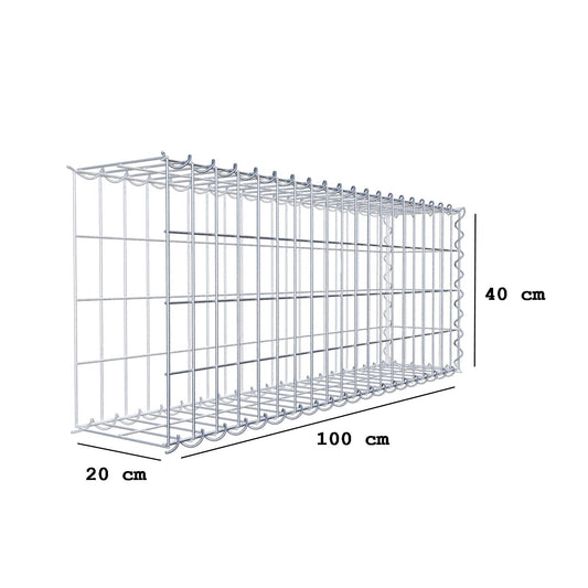 Gabbione aggiuntivo tipo 2 100 cm x 40 cm x 20 cm (L x H x P), dimensione maglia 5 cm x 10 cm, a spirale