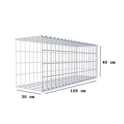 Opvokset gabion type 2 100 cm x 40 cm x 30 cm (L x H x D), maskestørrelse 5 cm x 10 cm, spiral