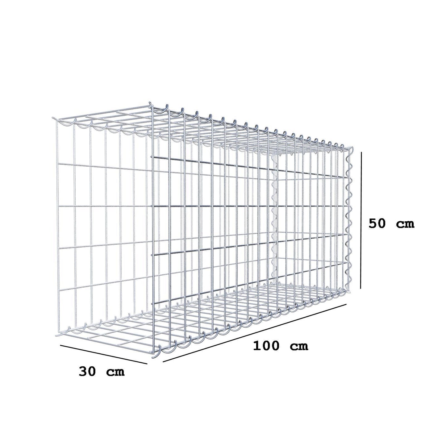 Gabbione aggiuntivo tipo 2 100 cm x 50 cm x 30 cm (L x H x P), dimensione maglia 5 cm x 10 cm, a spirale