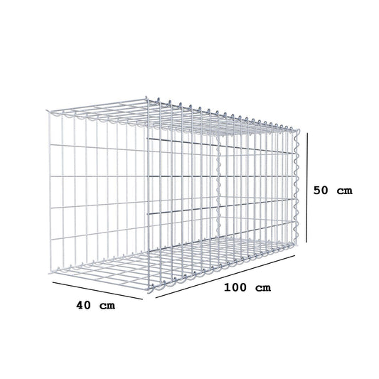 Gabbione aggiuntivo tipo 2 100 cm x 50 cm x 40 cm (L x H x P), dimensione maglia 5 cm x 10 cm, a spirale