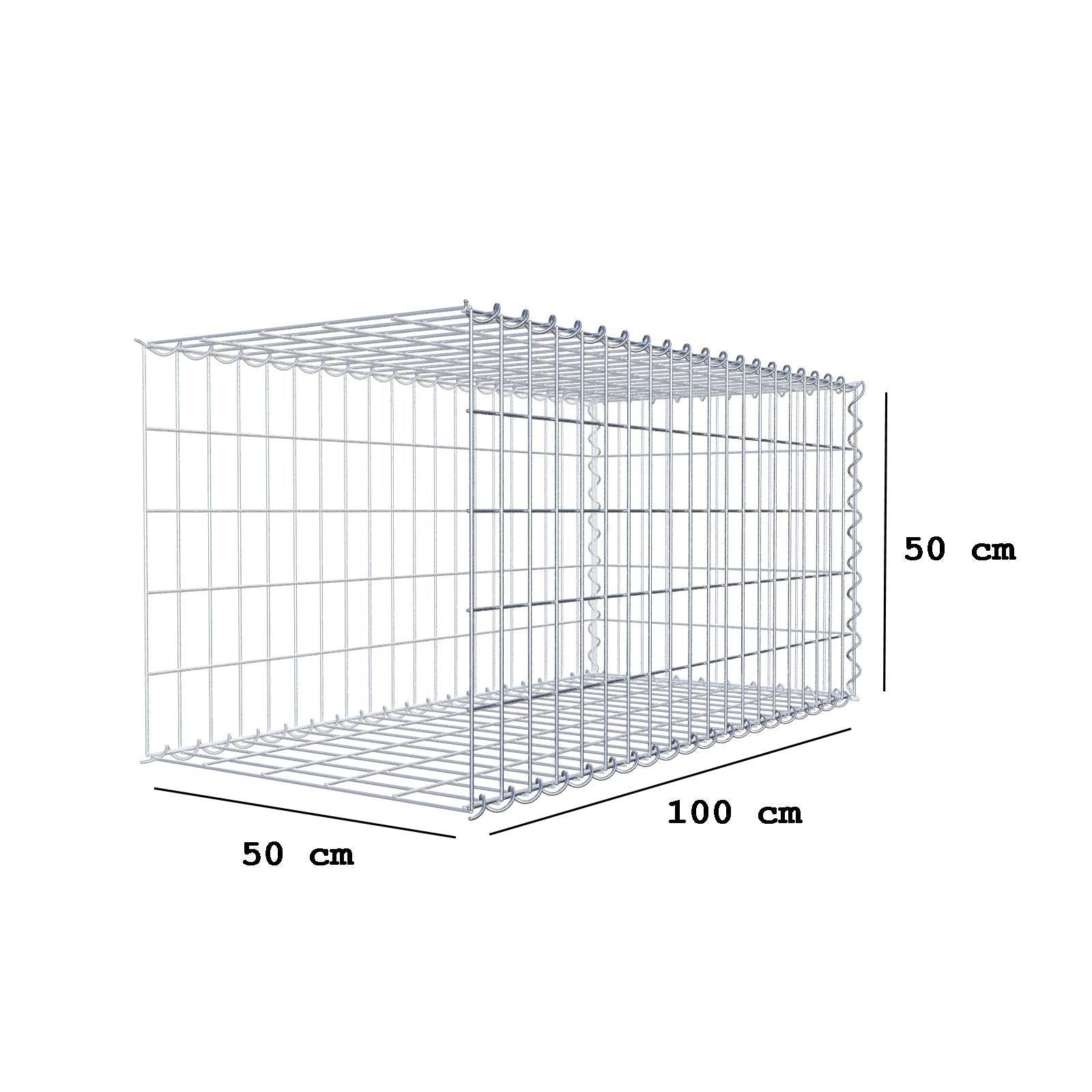 Gavión complementario tipo 2 100 cm x 50 cm x 50 cm (L x A x P), malla 5 cm x 10 cm, espiral