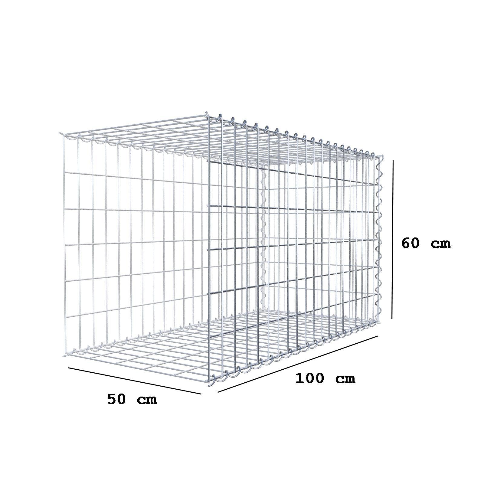 Gabião tipo 2 100 cm x 60 cm x 50 cm (C x A x P), malhagem 5 cm x 10 cm, espiral