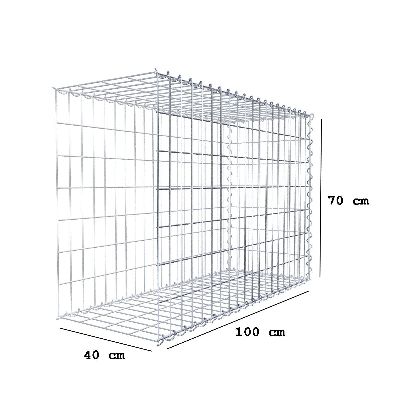 Gabbione aggiuntivo tipo 2 100 cm x 70 cm x 40 cm (L x H x P), dimensione maglia 5 cm x 10 cm, a spirale