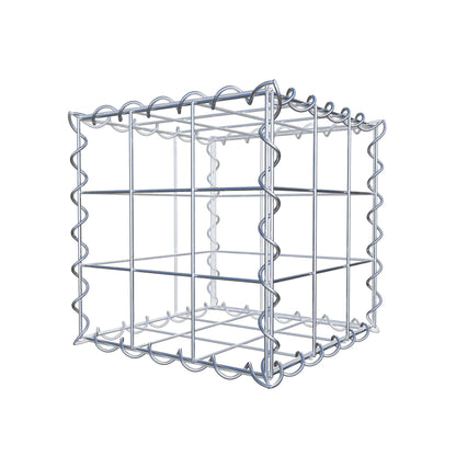Schanskorf 30 cm x 30 cm x 30 cm (L x H x D), maaswijdte 10 cm x 10 cm, spiraalvormig