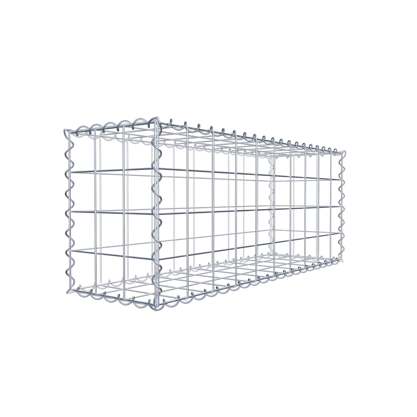 Schanskorf 100 cm x 40 cm x 30 cm (L x H x D), maaswijdte 10 cm x 10 cm, spiraalvormig