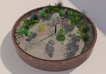 Gabion verhoogde vijver, rond, buitendiameter 292 cm, hoogte 80 cm, maaswijdte 5 x 5 cm, wanddikte 15 cm