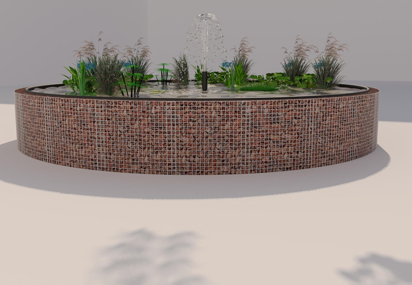 Gabion verhoogde vijver, rond, buitendiameter 292 cm, hoogte 80 cm, maaswijdte 5 x 5 cm, wanddikte 15 cm