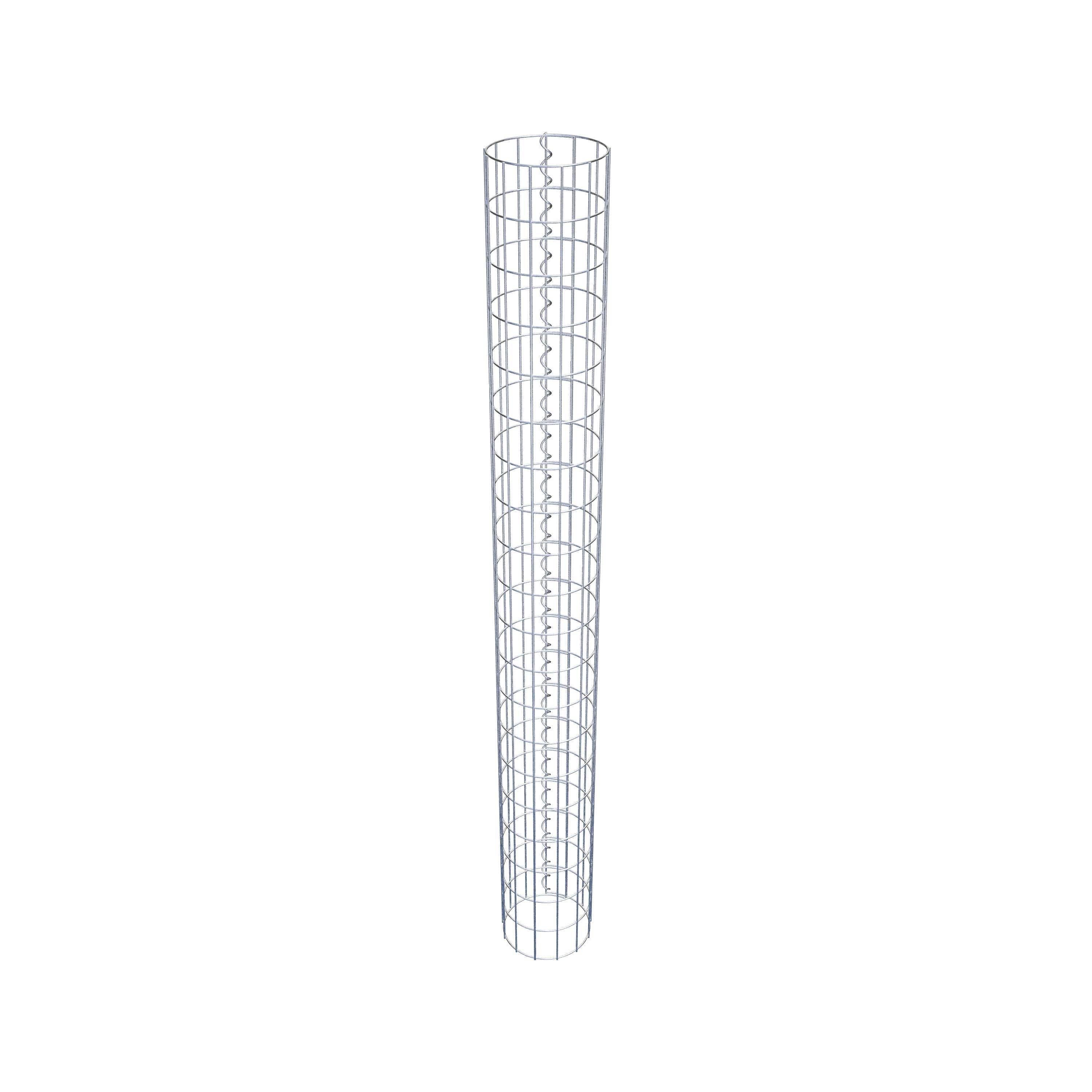 Coluna de gabião com diâmetro de 22 cm, malha redonda de 5 x 10 cm