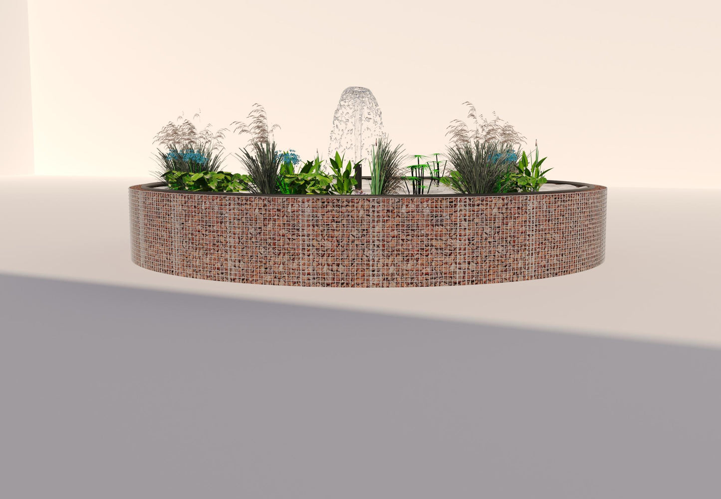 Gabion verhoogde vijver, rond, buitendiameter 292 cm, hoogte 80 cm, maaswijdte 5 x 5 cm, wanddikte 15 cm