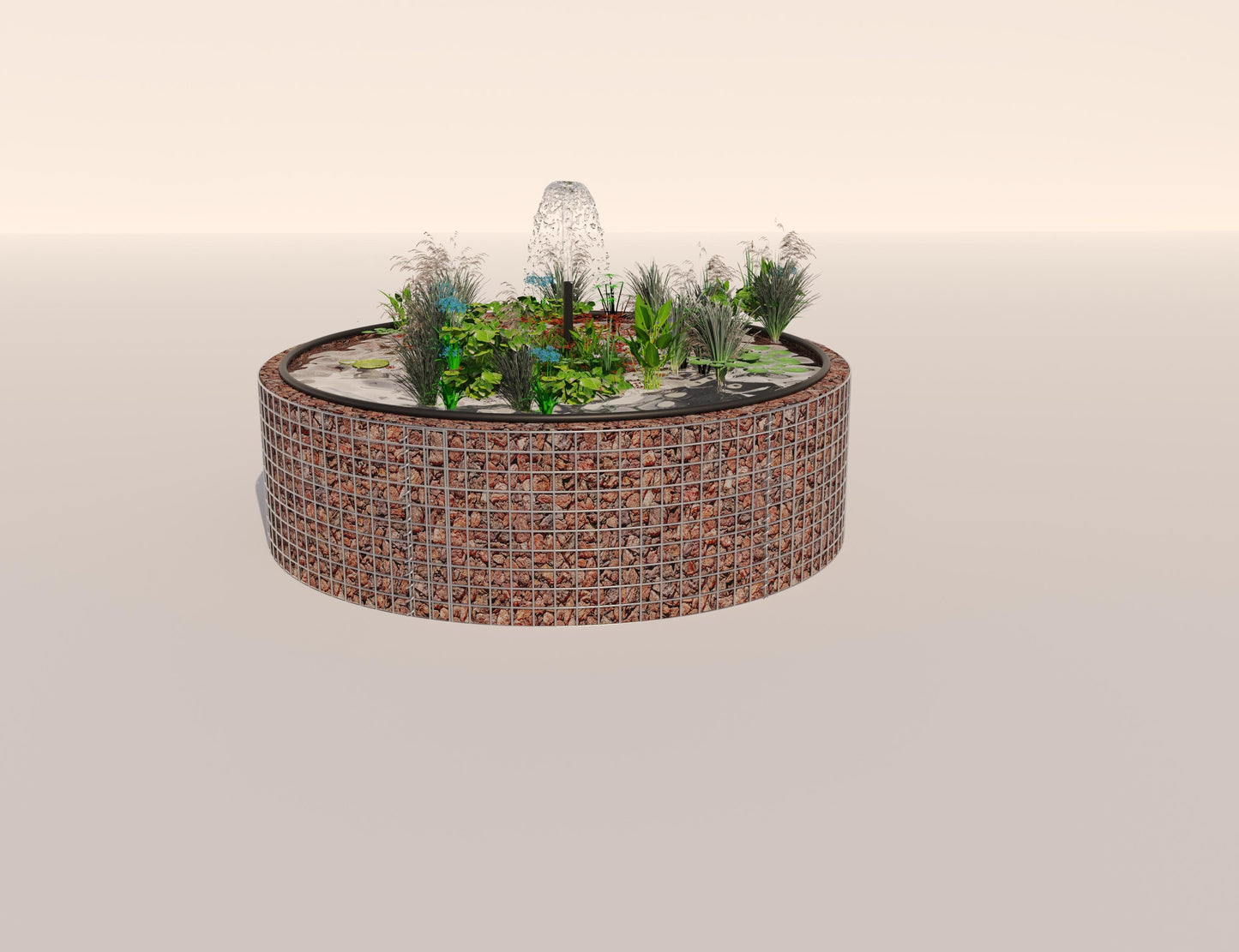 Gabion-dam, rund, ydre diameter 172 cm, højde 50 cm, maskestørrelse 5 x 5 cm, vægtykkelse 15 cm