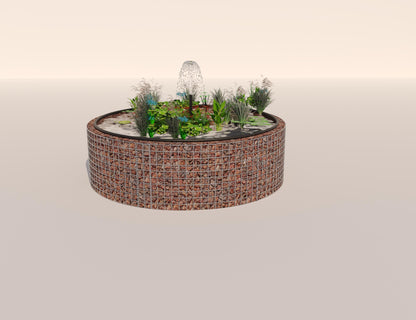 Gabion-dam, rund, ydre diameter 172 cm, højde 50 cm, maskestørrelse 5 x 5 cm, vægtykkelse 15 cm