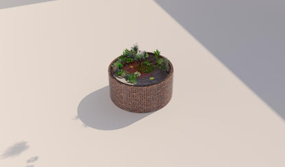 Laghetto rialzato in gabbioni, rotondo, diametro esterno 172 cm, altezza 80 cm, maglia 5 x 5 cm, spessore parete 15 cm