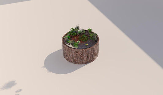 Estanque elevado de gaviones, redondo, diámetro exterior 172 cm, altura 80 cm, malla 5 x 5 cm, espesor de pared 15 cm