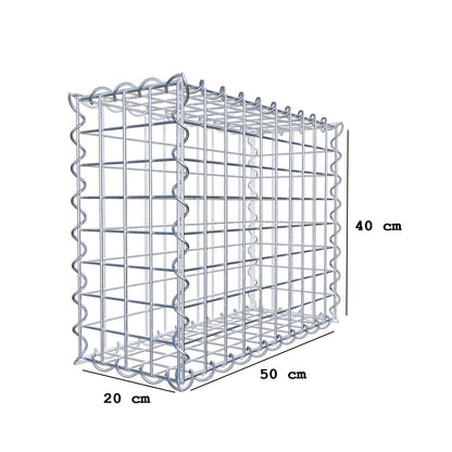 Gabião 50 cm x 40 cm x 20 cm (C x A x P), malhagem 5 cm x 5 cm, espiral