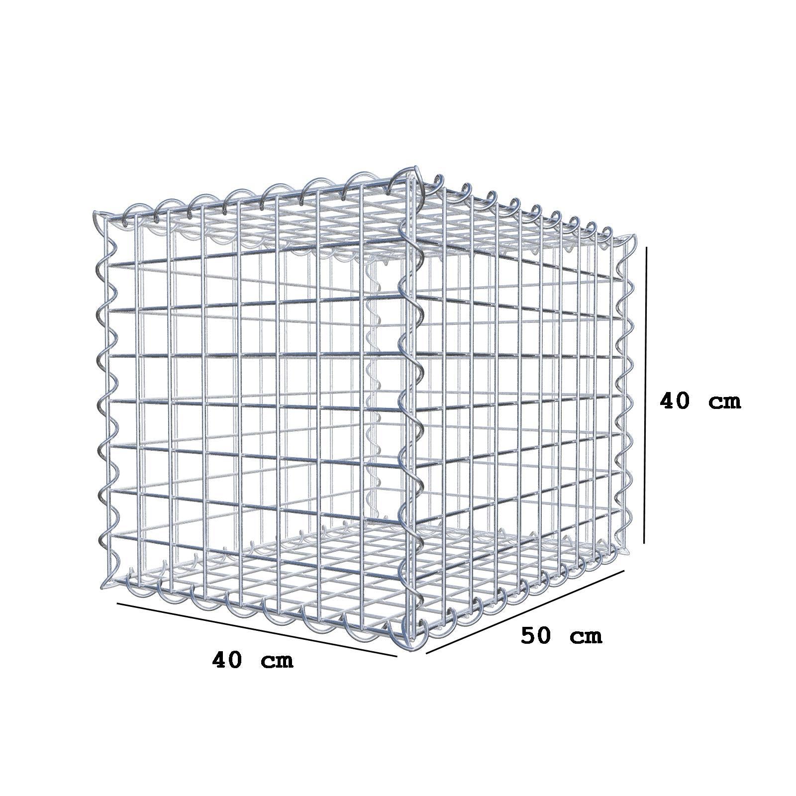 Gabbione 50 cm x 40 cm x 40 cm (L x H x P), maglia 5 cm x 5 cm, spirale