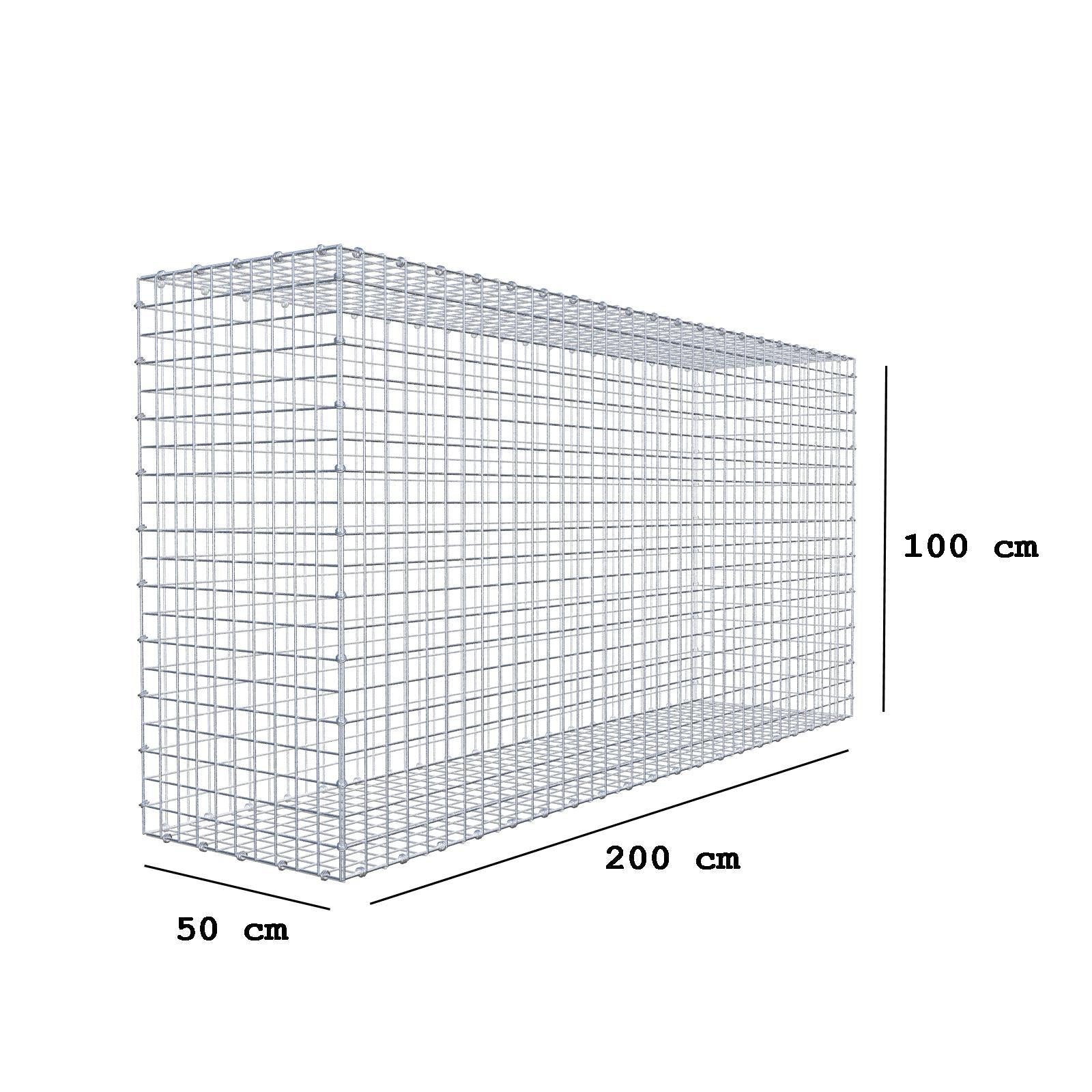 Gabion 200 cm x 100 cm x 50 cm (L x H x D), mesh size 5 x 5 cm, spiral ring