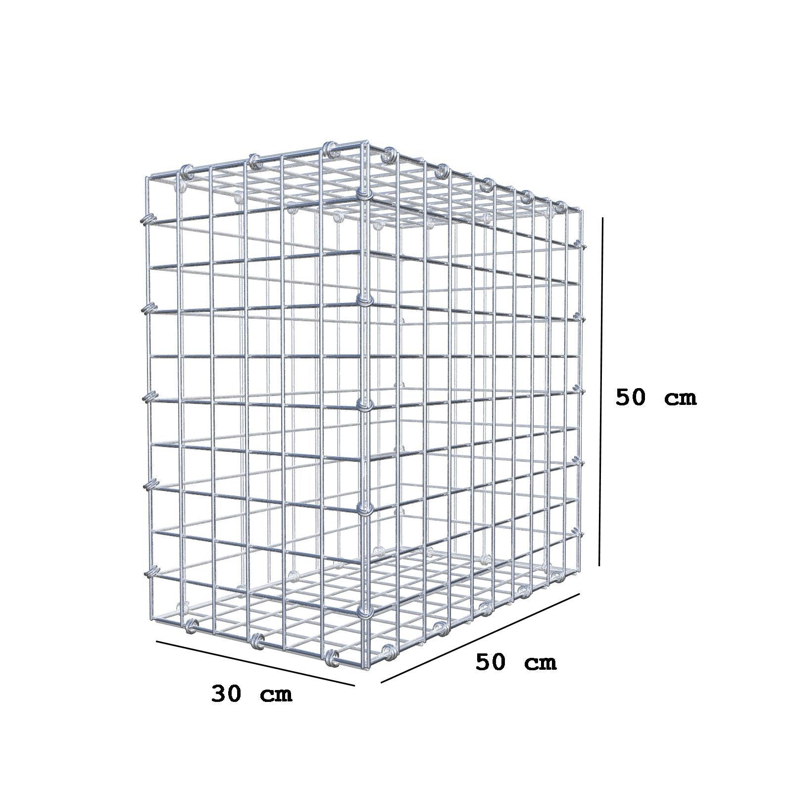 Gabion 50 cm x 50 cm x 30 cm (L x H x D), mesh size 5 x 5 cm, spiral ring