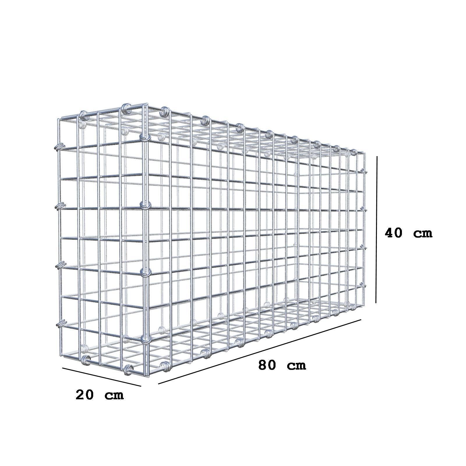 Gabion 80 cm x 40 cm x 20 cm (L x H x D), mesh size 5 x 5 cm, spiral ring