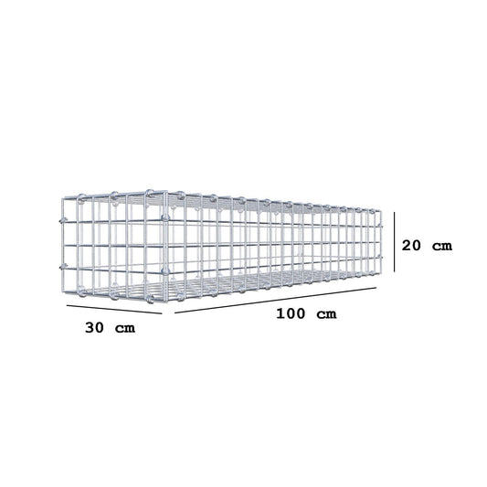 Gabião 100 cm x 20 cm x 30 cm (C x A x P), malhagem 5 x 5 cm, anel espiral