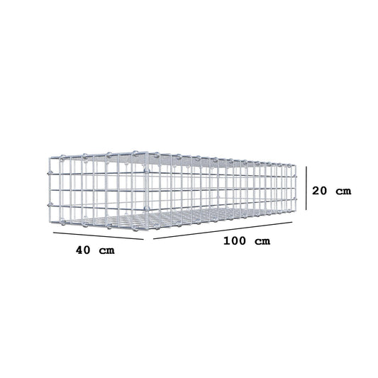 Gabione 100 cm x 20 cm x 40 cm (L x H x T), Maschenweite 5 x 5 cm, Spiralring
