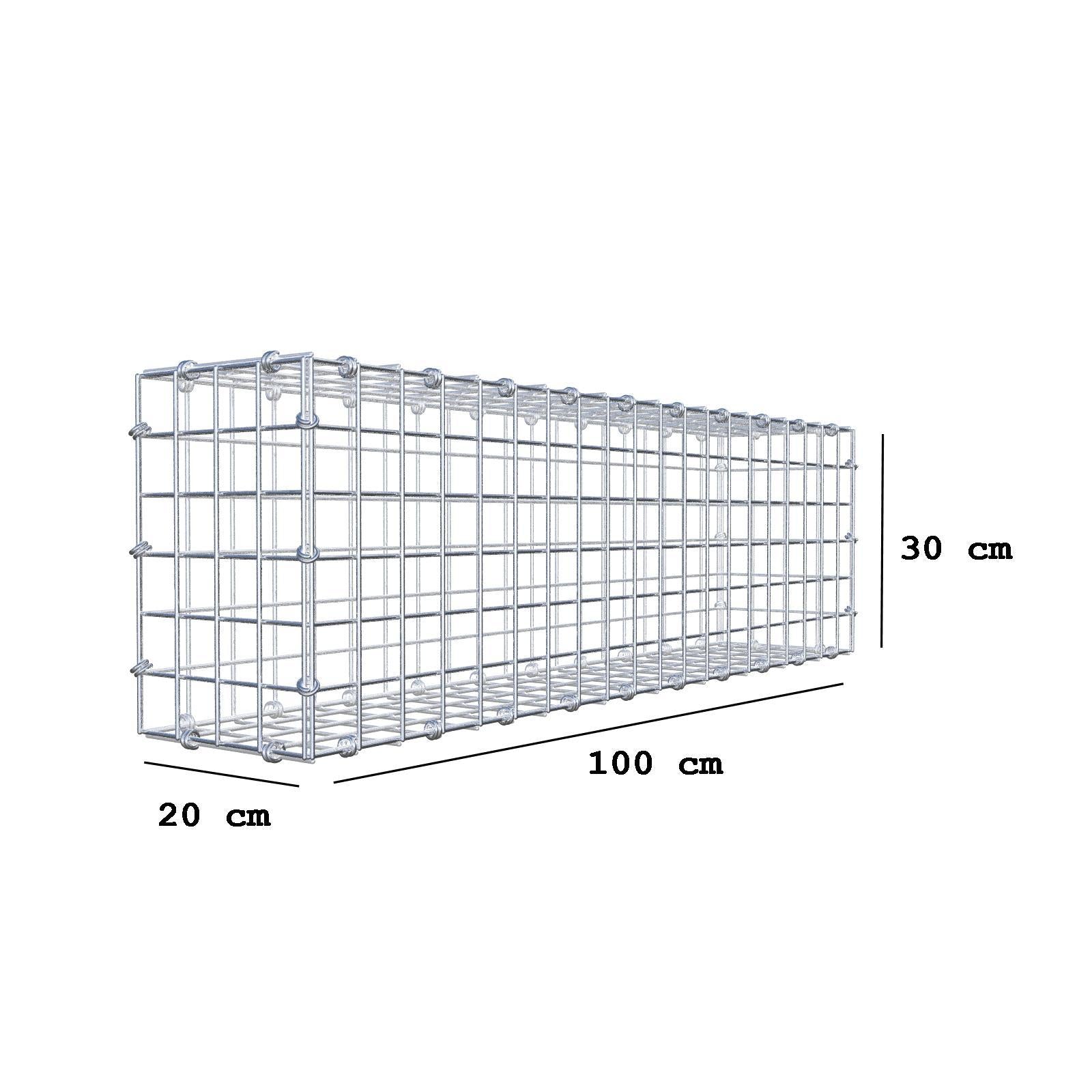 Gabion 100 cm x 30 cm x 20 cm (L x H x D), mesh size 5 x 5 cm, spiral ring