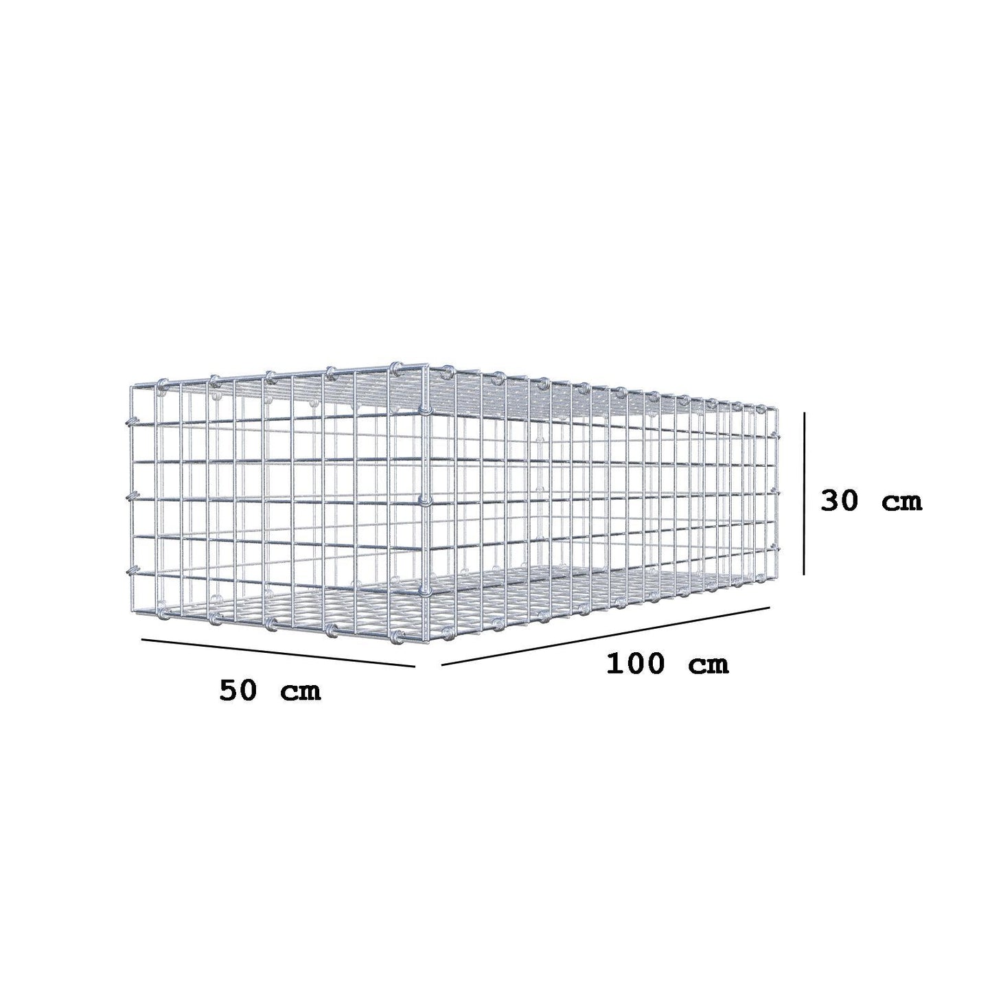 Gabião 100 cm x 30 cm x 50 cm (C x A x P), malhagem 5 x 5 cm, anel espiral