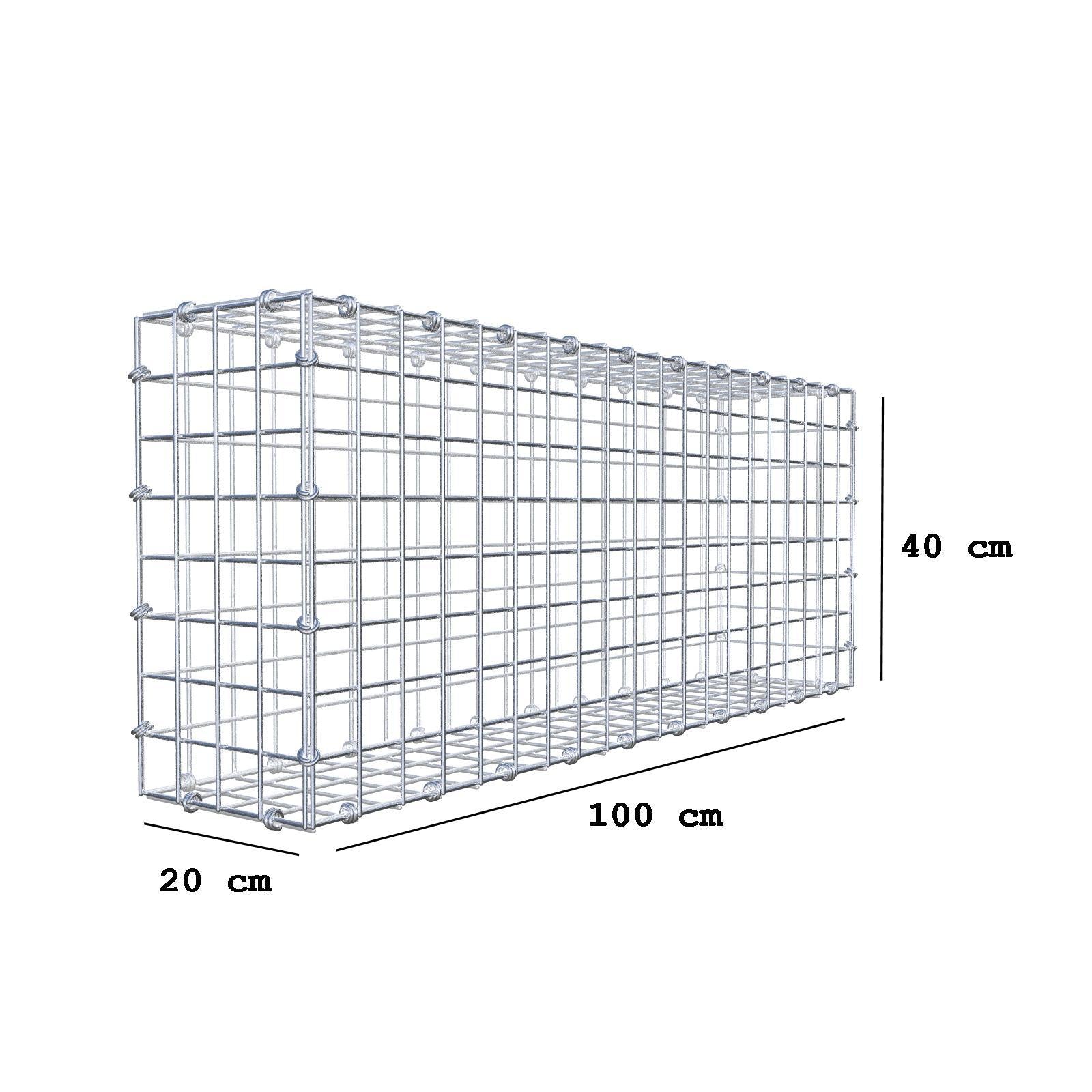 Gabbione 100 cm x 40 cm x 20 cm (L x H x P), maglia 5 x 5 cm, anello a spirale