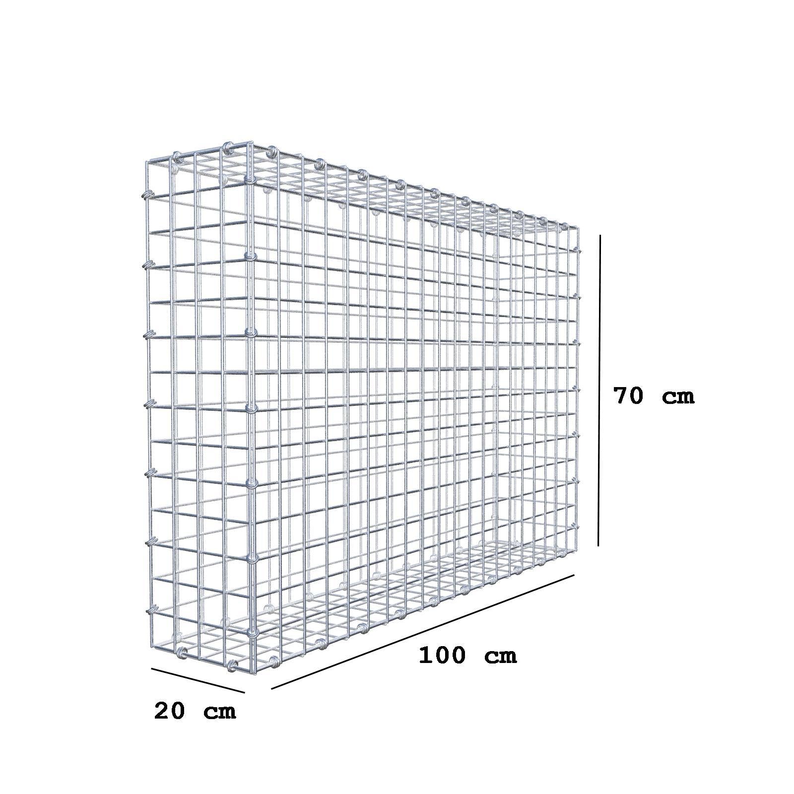 Gabione 100 cm x 70 cm x 20 cm (L x H x T), Maschenweite 5 x 5 cm, Spiralring
