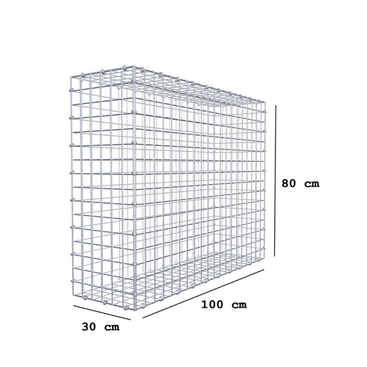 Gabion 100 cm x 80 cm x 30 cm (L x H x D), maskestørrelse 5 x 5 cm, spiralring